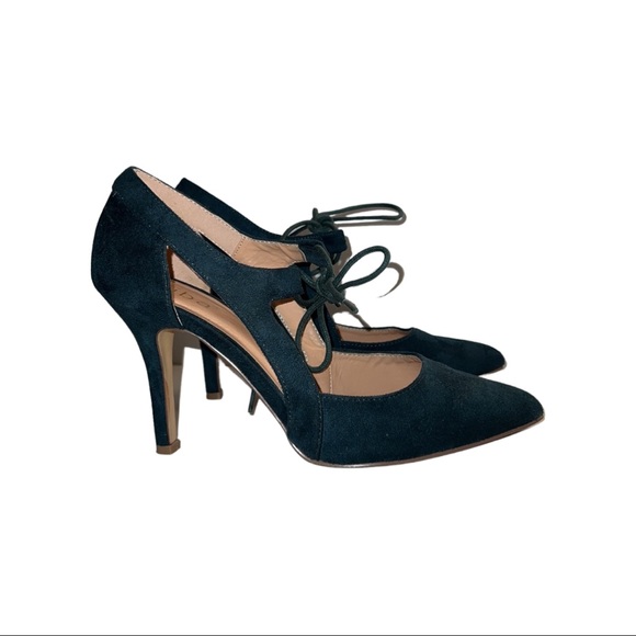 Diba Perri Ankle Tie Pointy Toe Pump Green Suede Size 8.5 - Picture 1 of 6